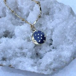 Patina Stores Enamel Blue Moon Necklace Necklaces