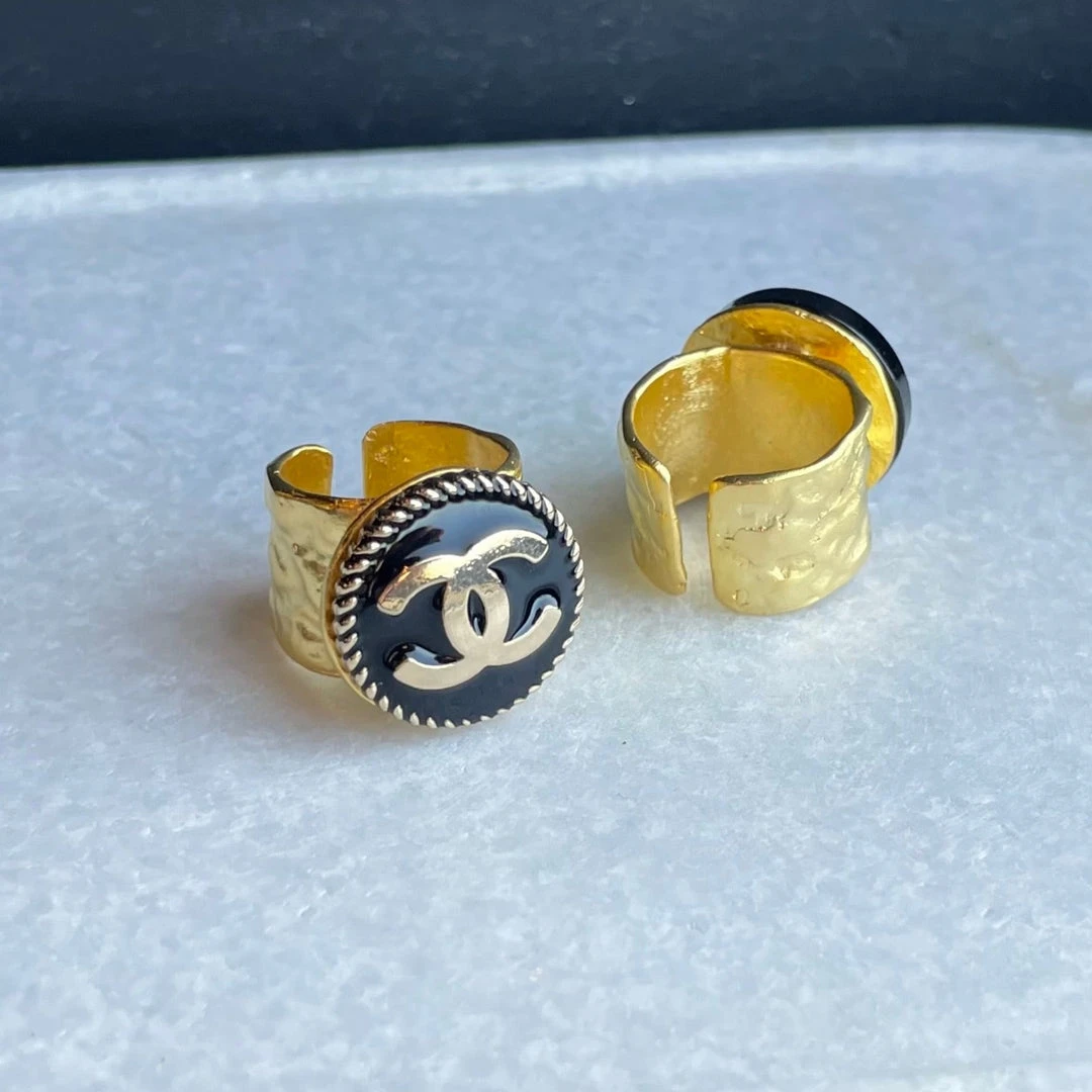 Patina Stores Upcycled Black Designer Button Ring Jewelry 1 Patina Stores Upcycled Black Designer Button Ring Jewelry