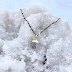 Patina Stores Black Quartz Pendant Necklace