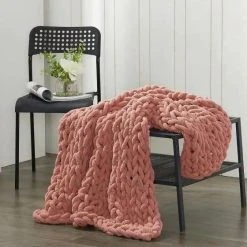 Patina Stores Clay Chenille Chunky Knit Throw Home Goods