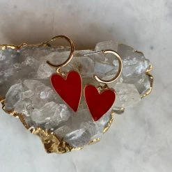 Patina Stores Red Heart Dangle Earrings Jewelry