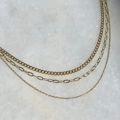 Patina Stores Triple Layer Gold Chain Necklace