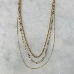 Patina Stores Triple Layer Gold Chain Necklace