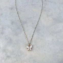 Patina Stores White Butterfly Bead Necklace Jewelry