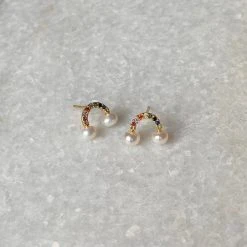 Patina Stores Jewelry Rainbow Crystal And Pearl Earrings