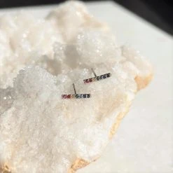 Patina Stores Tiny Rainbow Crystal Bar Earrings Jewelry