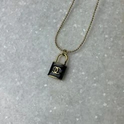 Patina Stores Upcycled Designer Black Lock Necklace