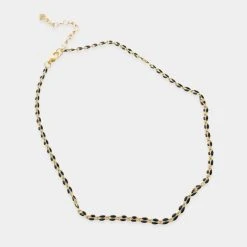 Patina Stores Dainty Black Enamel Chain Necklace