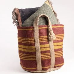 Patina Stores Maroon Jute Basket With Tassel