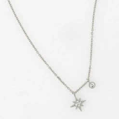 Patina Stores Silver Starburst & Crystal Necklace