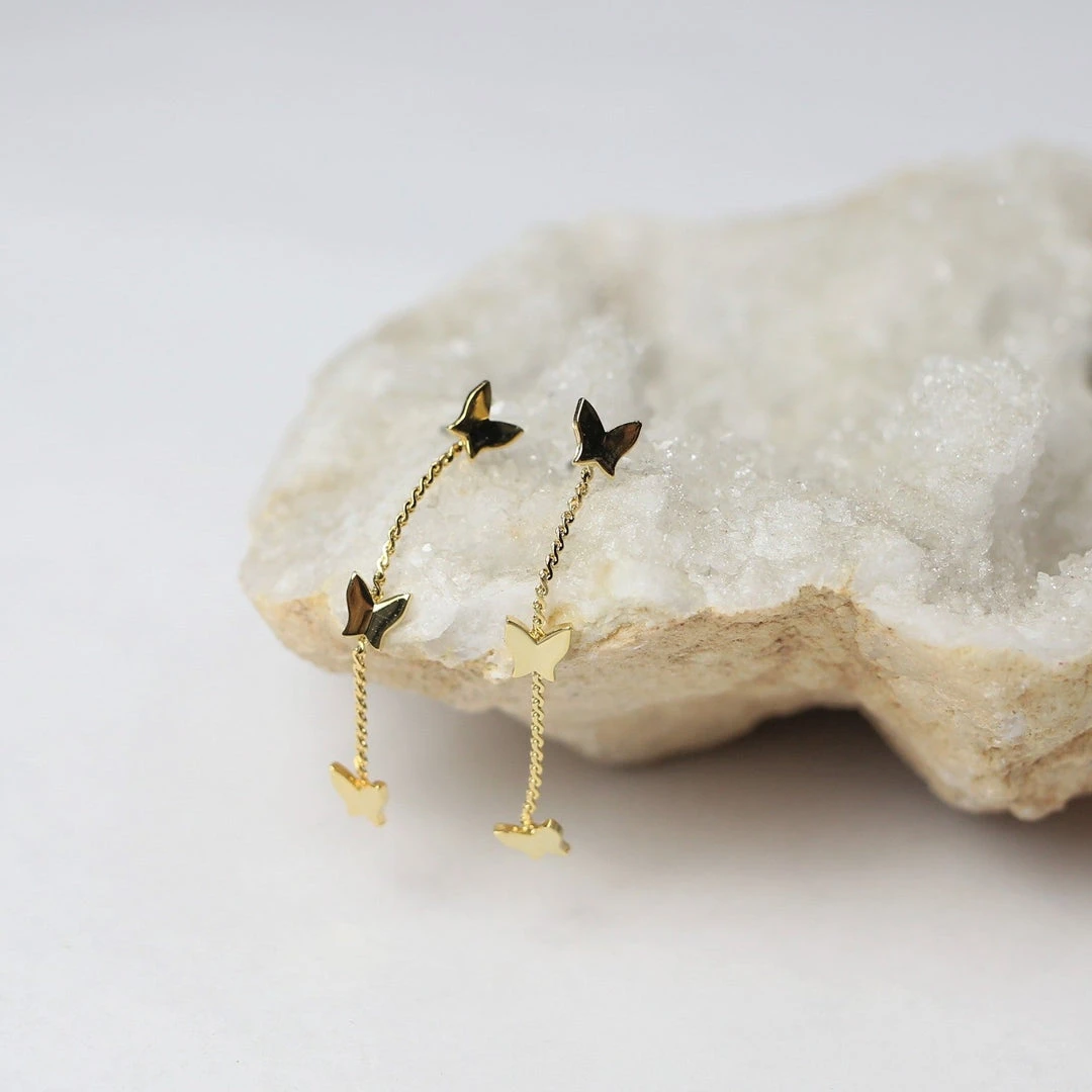 Patina Stores Jewelry Gold Butterfly Dangle Earrings 1 Patina Stores Jewelry Gold Butterfly Dangle Earrings