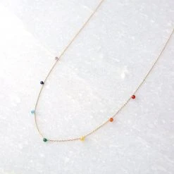 Patina Stores Tiny Rainbow Bead Necklace Jewelry