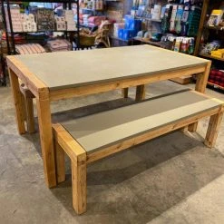 Patina Stores Grey Concrete Table & Benches