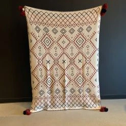 Patina Stores White, Clay & Navy Blanket With Tassels