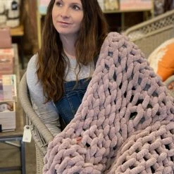 Patina Stores Lilac Chenille Chunky Knit Throw Home Goods