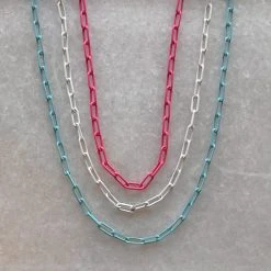Patina Stores Enamel Paperclip Necklaces Jewelry