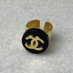 Patina Stores Upcycled Black Designer Button Ring Jewelry 5 Patina Stores Upcycled Black Designer Button Ring Jewelry