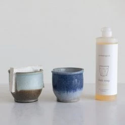 Patina Stores Kitchen Blue Or Brown Stoneware Sponge Holder