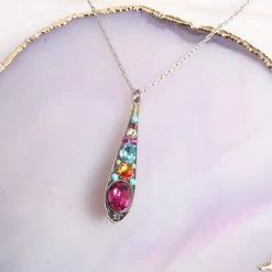 Patina Stores Thin Drop Mosaic Necklace Jewelry