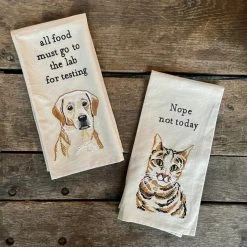 Patina Stores Embroidered Cat & Dog Tea Towels Kitchen