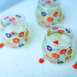 Patina Stores Entertaining Abstract Flower Wine Glasses